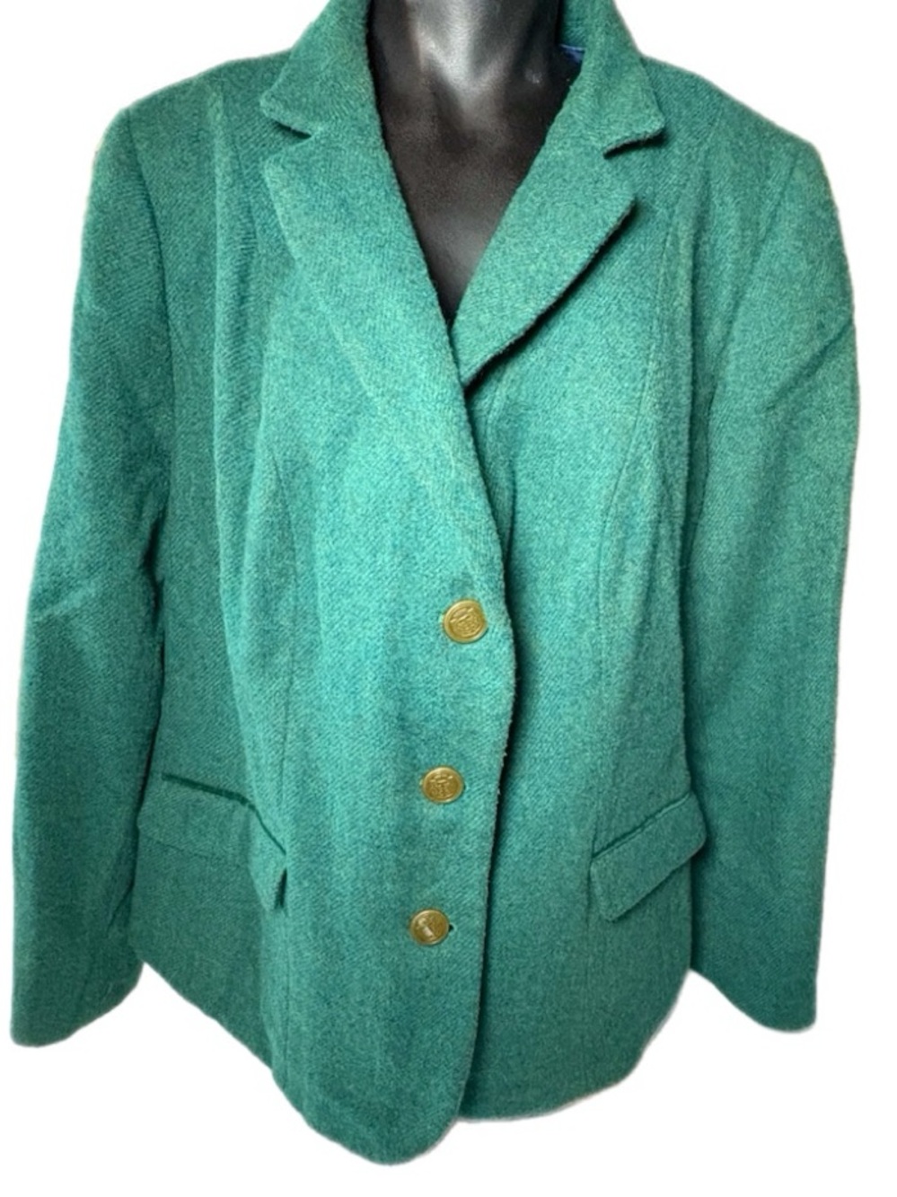 Talbots Green Wool Blend Tailored Blazer